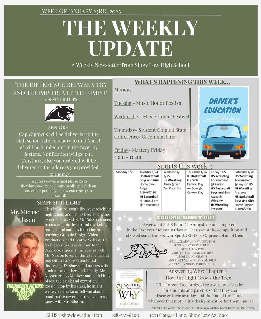 SLHS The Weekly Newsletter for week of 1/23/23