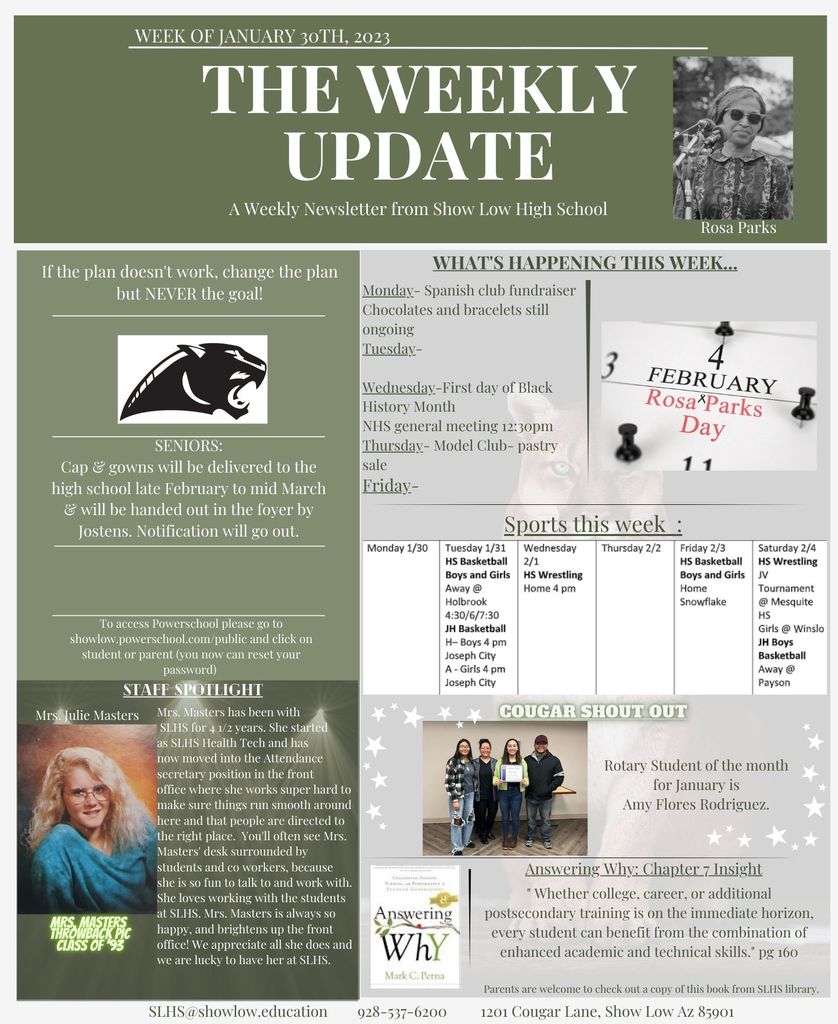 SLHS The Weekly Newsletter for week of January 30th, 2023