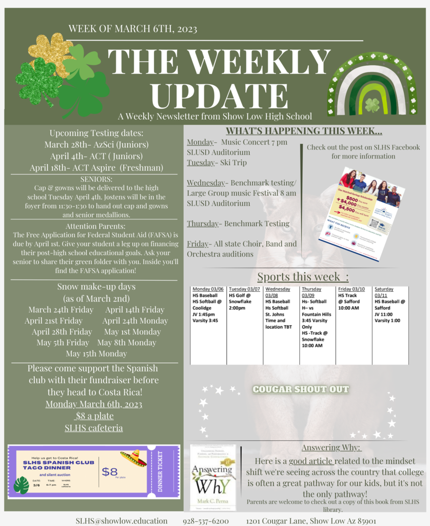 SLHS Newsletter The Weekly Update for week of 3/6/2023